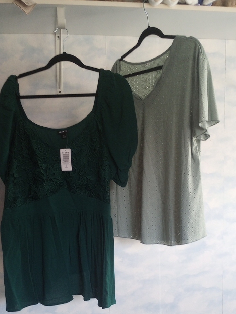 torrid Forest Green & Sage Green Lace-Detail Tunic Duo